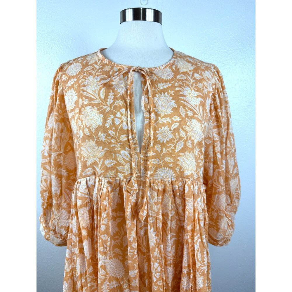 Daughter of India Kyra Mini Dress Tangerine Floral XL Boho Cotton NWOT - Picture 9 of 16